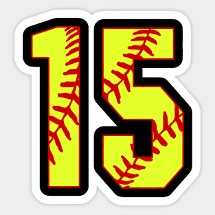 Fastpitch Softball Number 15 #15 Softball Shirt Jersey Uniform Favorite Player Biggest Fan Sticker